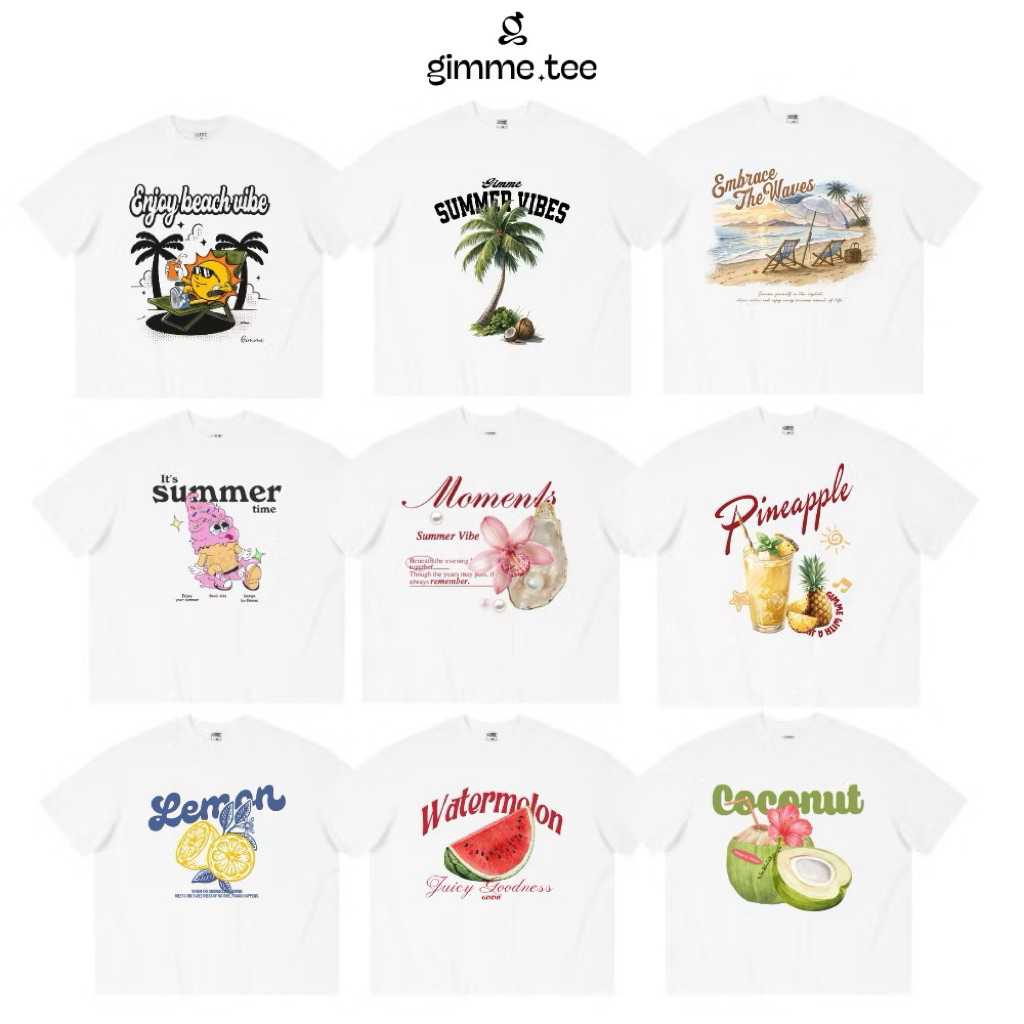 PASS - [CHÍNH HÃNG GIMME] Áo Thun Boxy Đi Biển Gimme - MÙA HÈ - Premium Cotton 250gsm Cotton 2 Chiều
