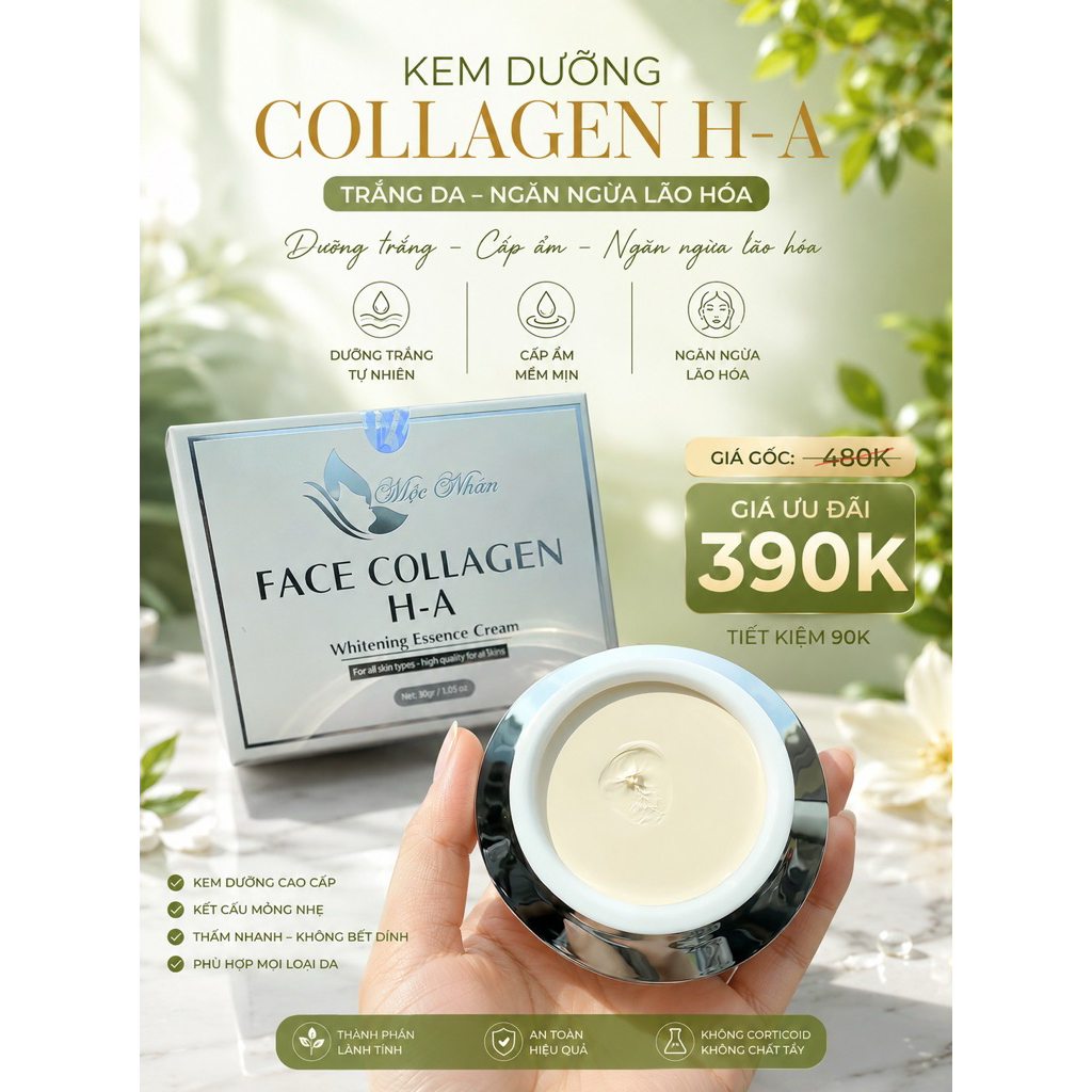 kem dưỡng collagen Ha ngăn ngừa lão hóa nâng tông mịn mướt đều màu da.