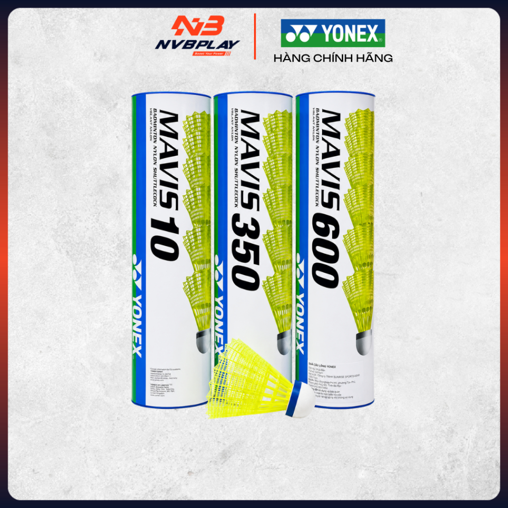 Ống Cầu Lông Yonex Mavis 10/350/600 Chính Hãng - Cầu Lông Nhựa Yonex, Độ Bền Vượt Trội, Ống 6 Quả