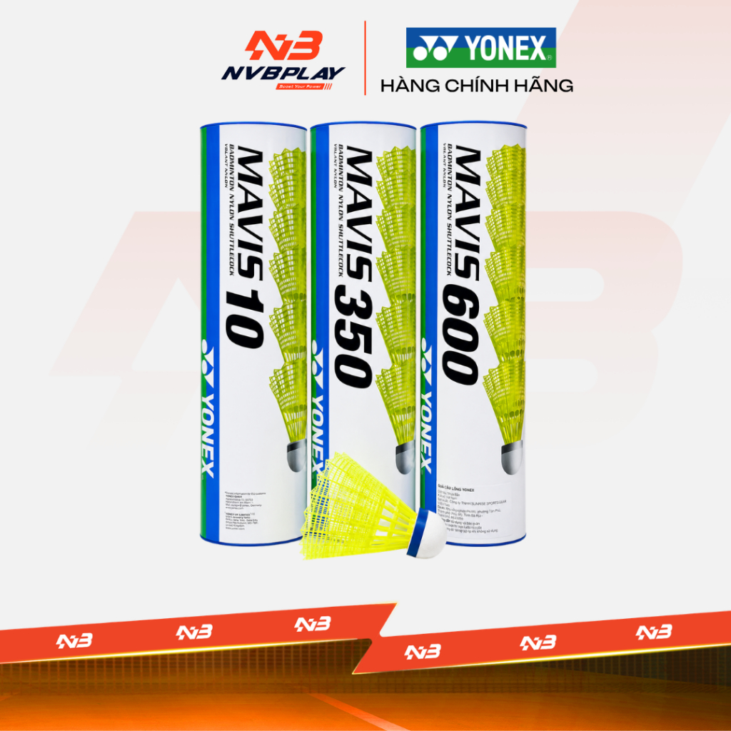 Ống Cầu Lông Yonex Mavis 10/350/600 - Cầu Lông Nhựa Yonex, Độ Bền Vượt Trội, Ống 6 Quả - Hàng Chính 