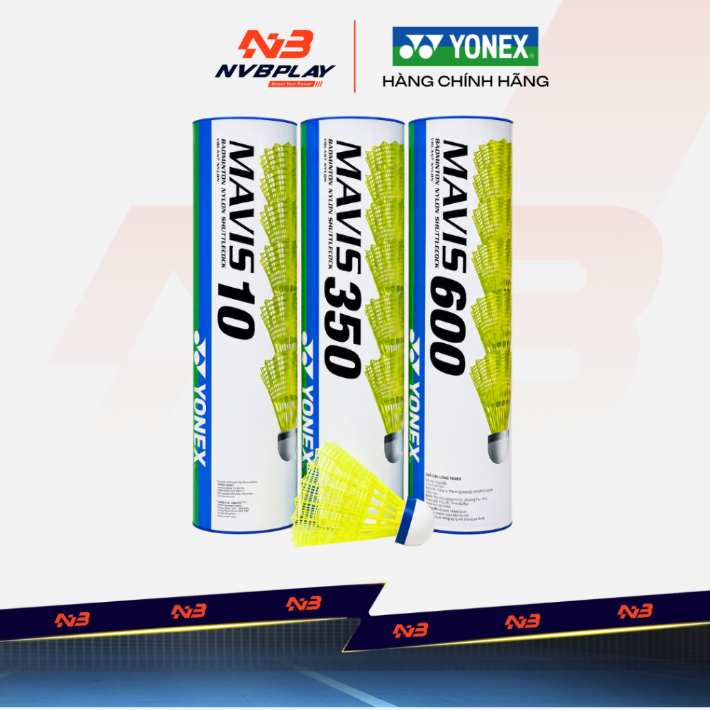 [CHÍNH HÃNG] Ống Cầu Lông Yonex Mavis 10/350/600 - Cầu Lông Nhựa Yonex, Độ Bền Vượt Trội, Ống 6 Quả