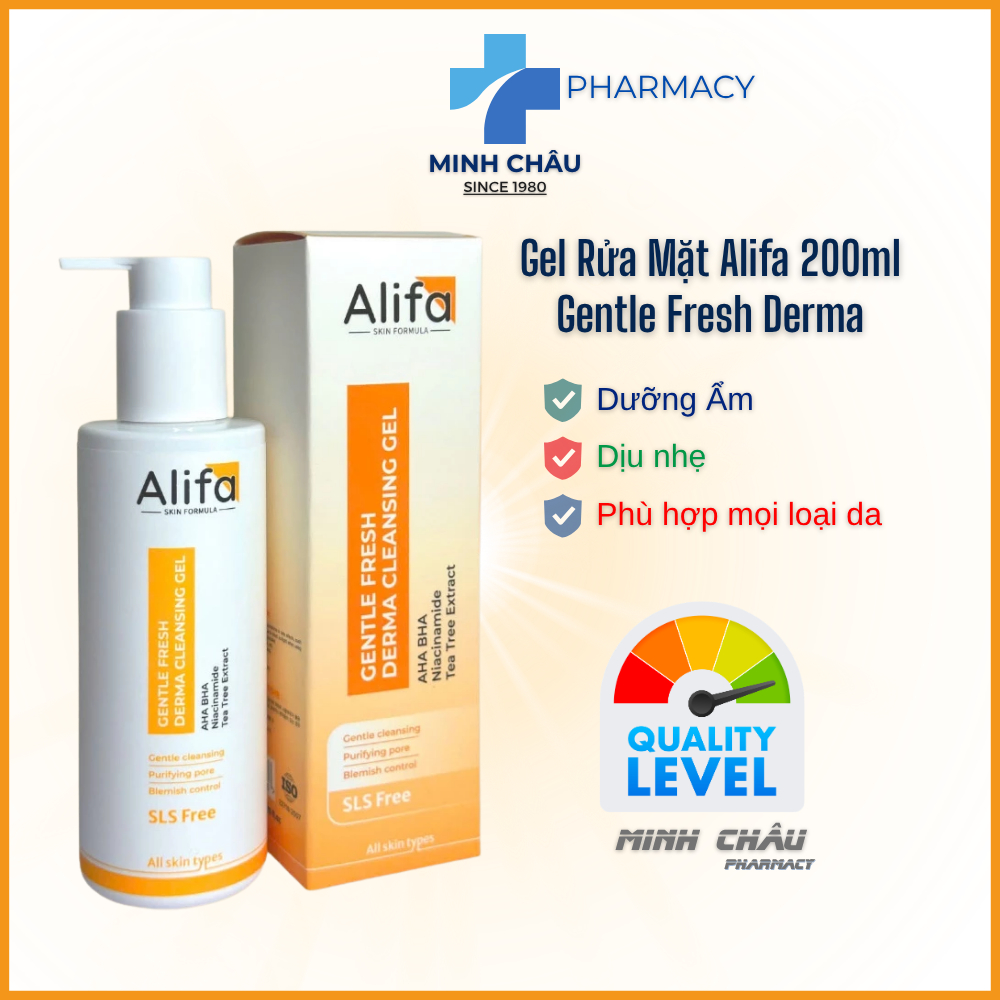 Gel Rửa Mặt Alifa 200ml Gentle Fresh Derma dưỡng ẩm, kiềm dầu, dịu nhẹ, phù hợp mọi loại da