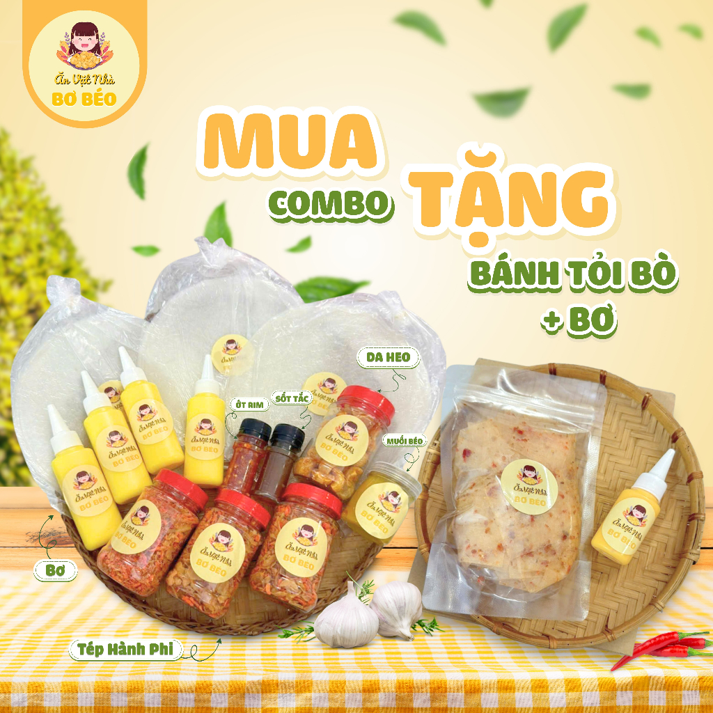 (SIÊU BƠ 159) Bánh Tráng Phơi Sương + Tép Hành Phi + Bơ Vàng + Da Heo + Bánh Tráng Tỏi Bò Chua Cay