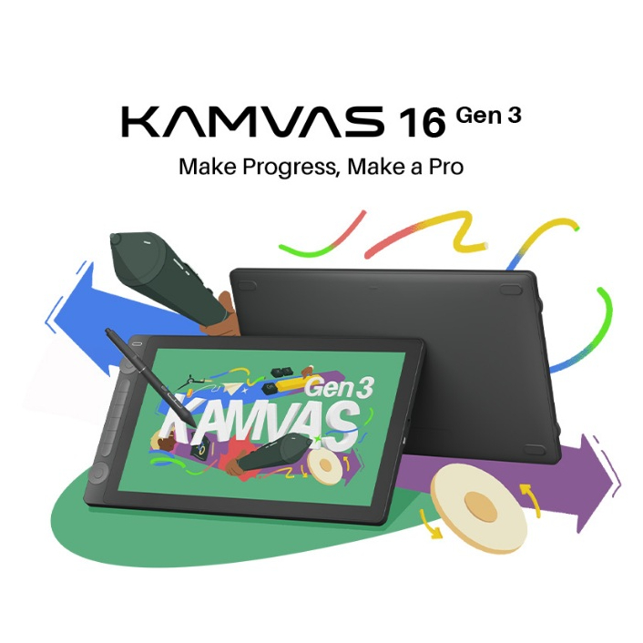 Huion Kamvas 16 Gen 3 (2.5K) Màn Hình 2.5K Bút Cảm Ứng PenTech 4.0 Lực Nhấn 16K Kích Thước 16 INCH