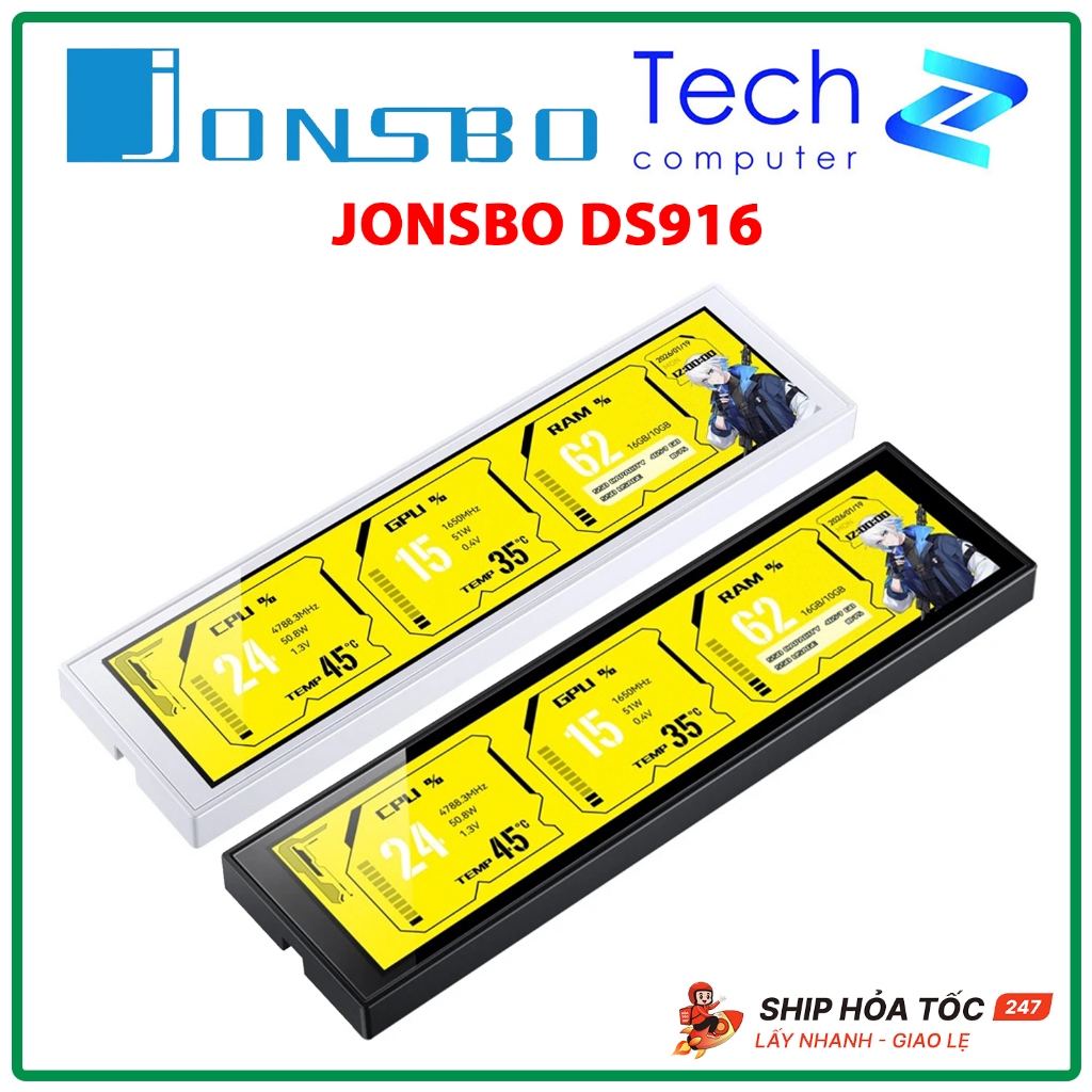 Màn Hình Phụ JONSBO DS916 9.16 Inch IPS Đen Trắng Hiển Thị Thông Số PC USB Chính Hãng