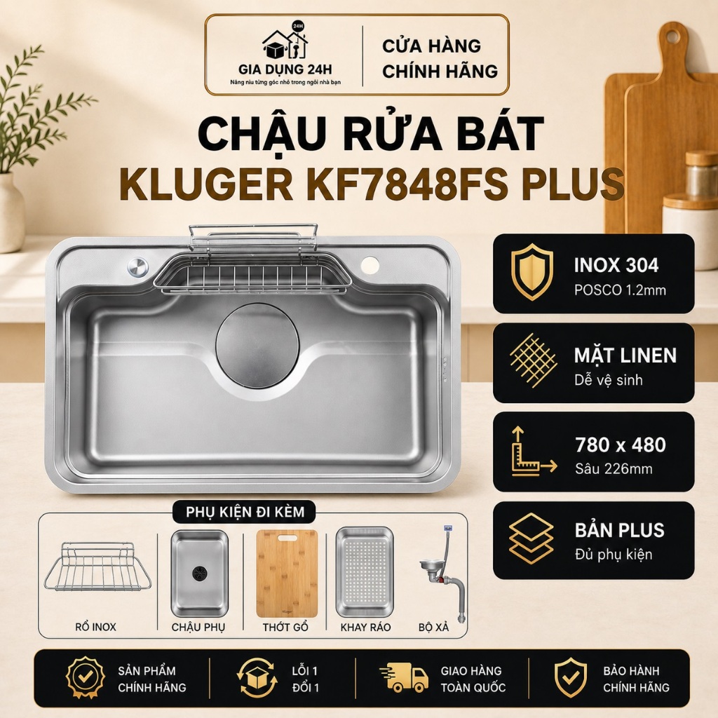 Chậu rửa bát Kluger KF7848FS – S78 Plus | Hàng chính hãng