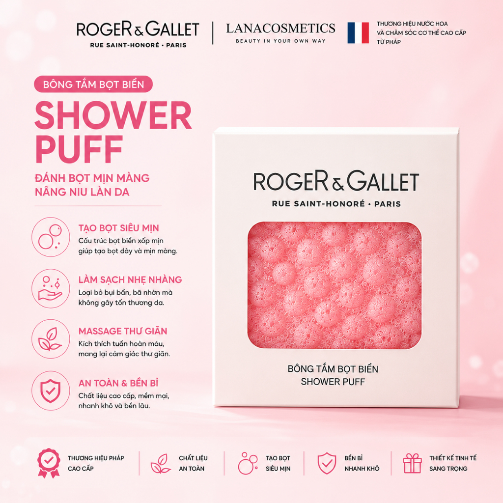 Bông tắm bọt biển Roger & Gallet Shower Puff