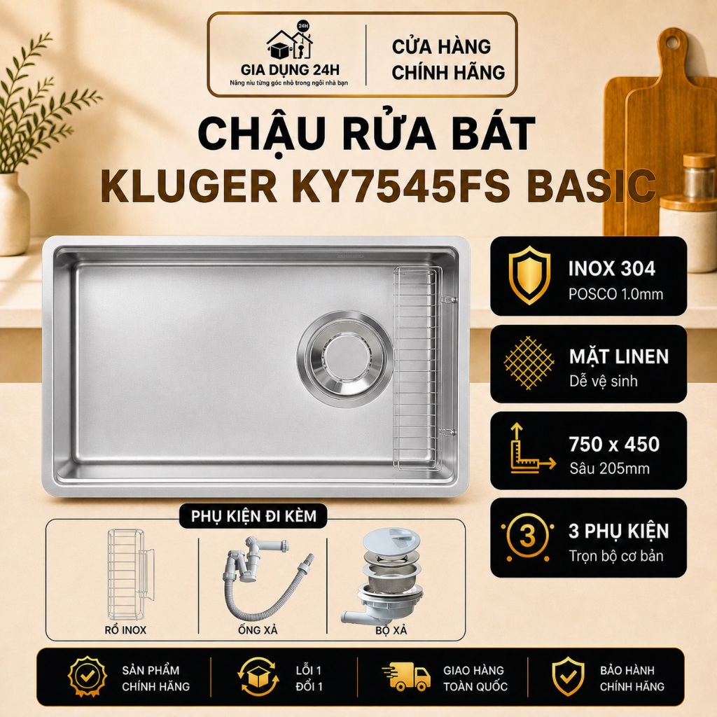 Chậu rửa bát Kluger KY7545FS – S75 | Hàng chính hãng