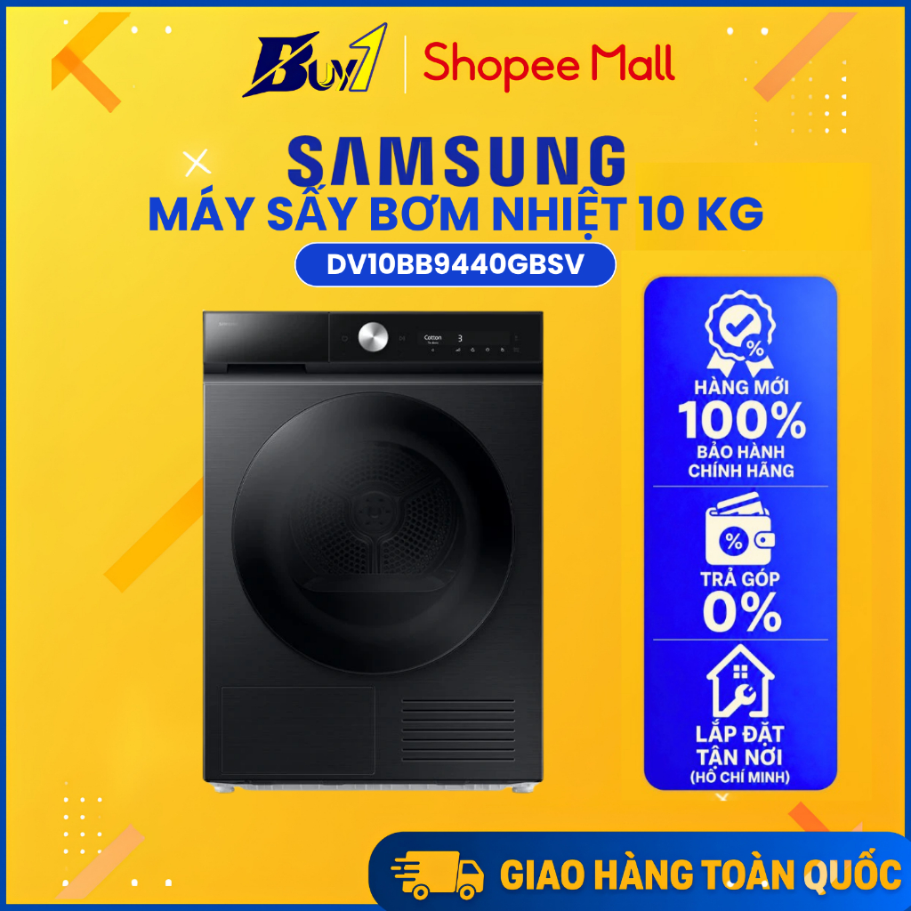 Máy sấy bơm nhiệt Samsung 10 Kg DV10BB9440GBSV - Hàng Chính Hãng