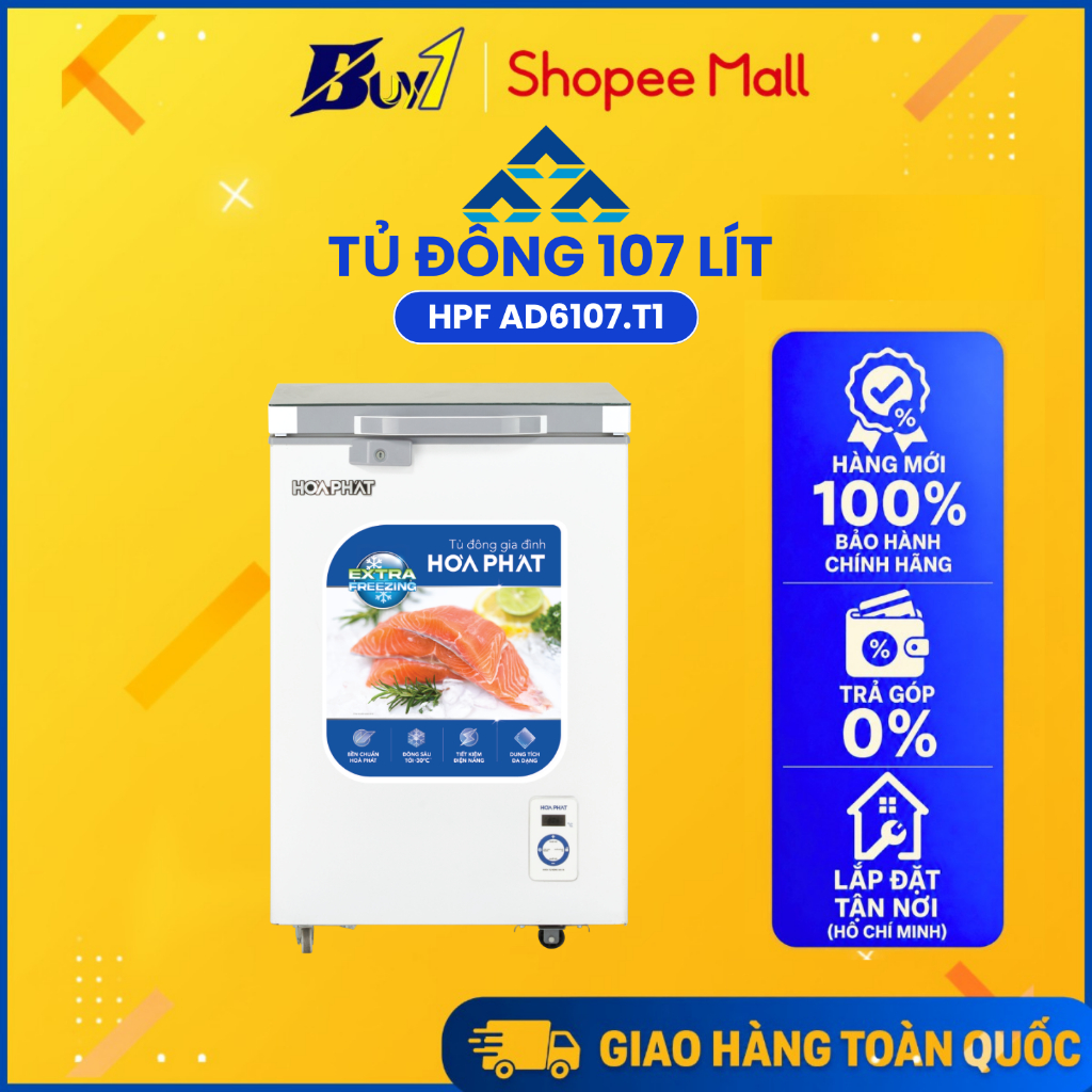 HPF AD6107.T1 - Tủ Đông Cánh Kính Hòa Phát HPF AD6107.T1 107 Lít - Hàng Chính Hãng