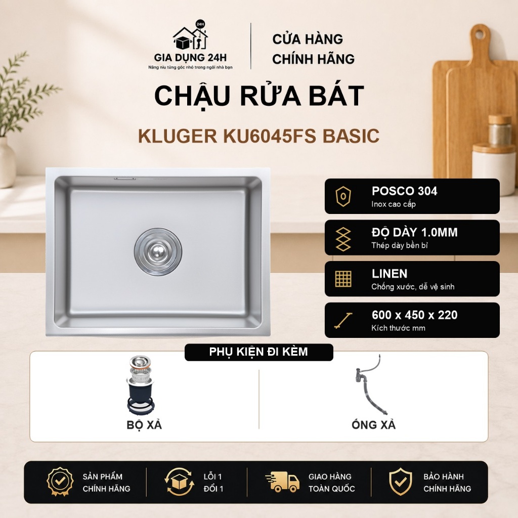 Chậu rửa bát Kluger KU6045FS Basic | Hàng chính hãng