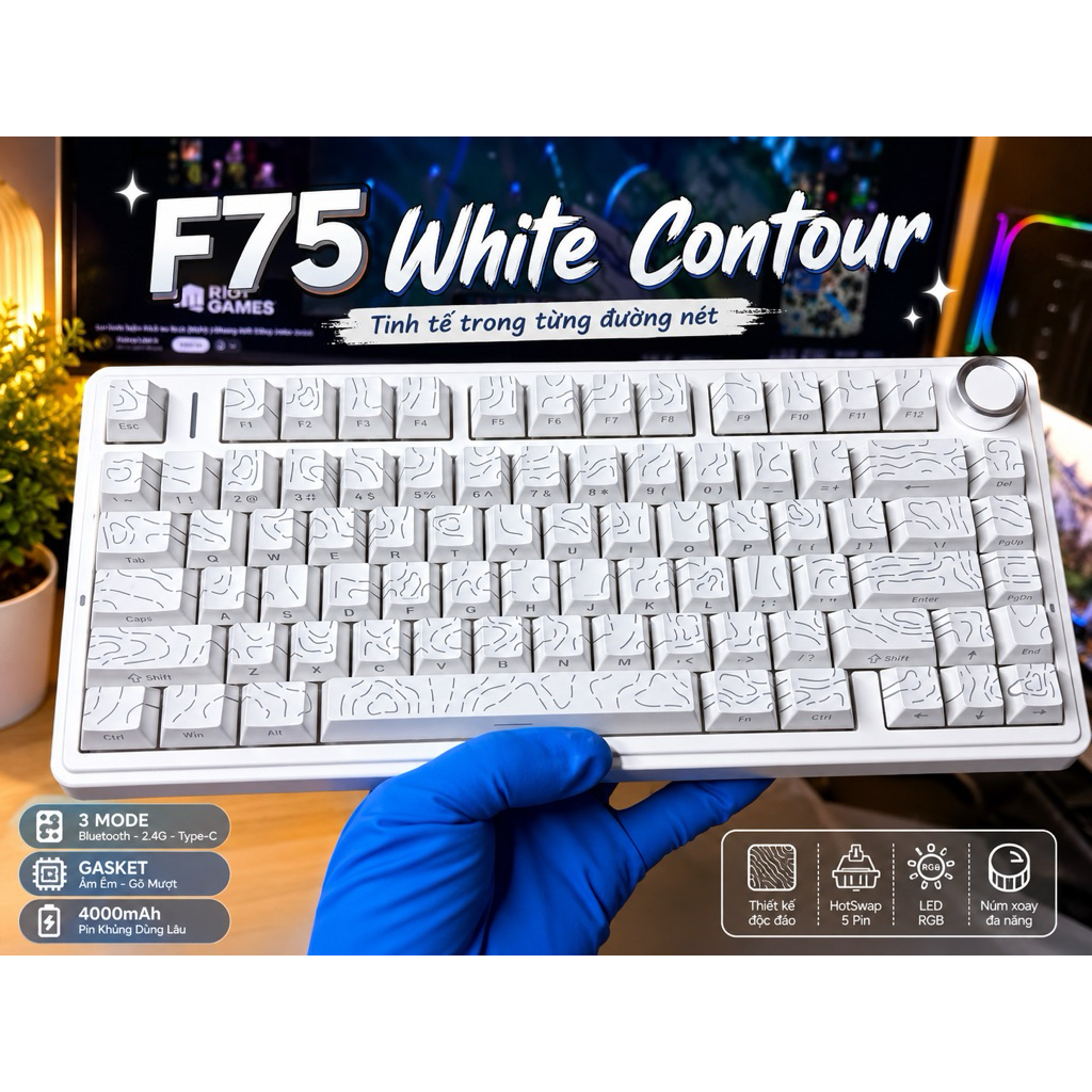 🔥 AULA F75 | Bàn Phím Cơ | 3 Mode | Hotswap 5 Pin | RGB | Pin 4000mAh | Gaming Văn Phòng | BigBuy360 - bigbuy360.vn