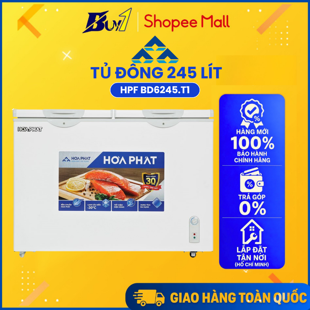 HPF BD6245.T1 - Tủ Đông Cánh Kính Hòa Phát HPF BD6245.T1 245 Lít - Hàng Chính Hãng