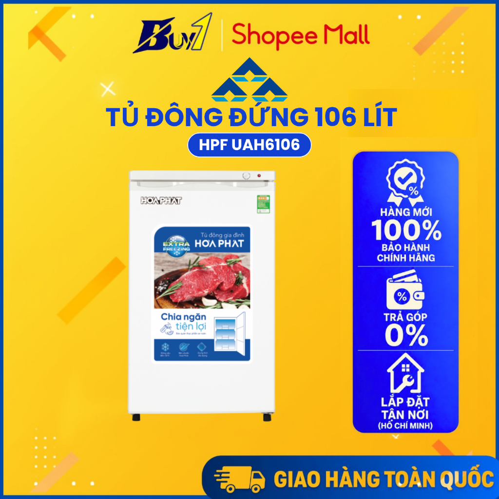 HPF UAH6106 - Tủ đông đứng Hòa Phát 106 Lít HPF UAH6106 - Hàng Chính Hãng