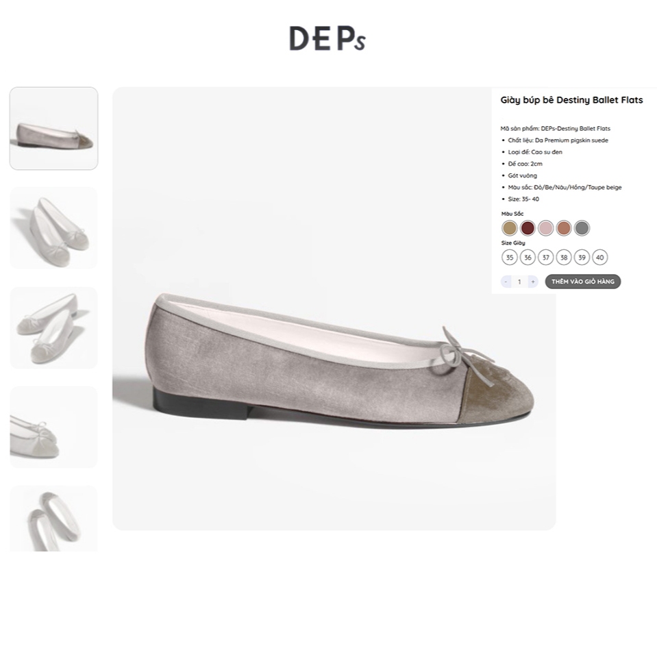 Gìay nữ búp bê mũi nơ DEPs Destiny Ballet Flats mã da  cao cấp.