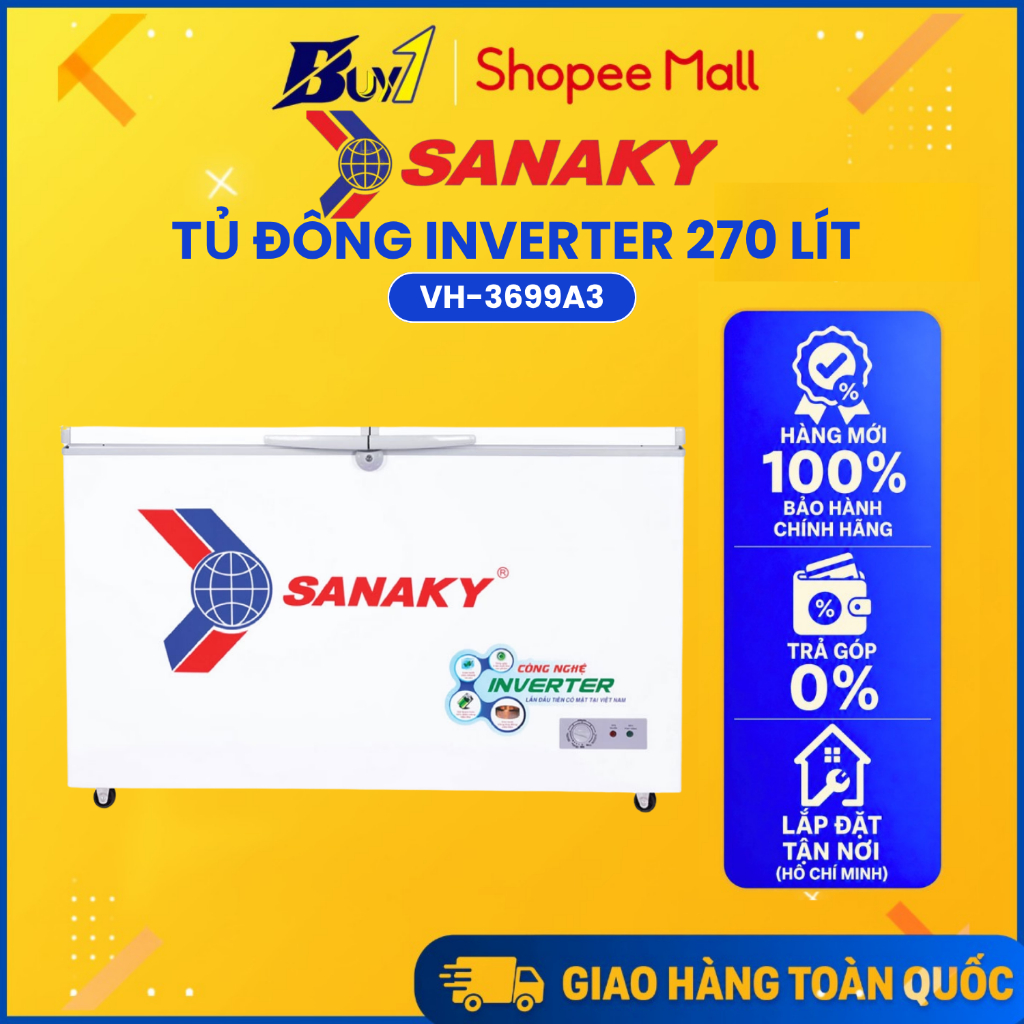 VH-3699A3 - Tủ Đông Sanaky Inverter VH-3699A3 270 Lít - Hàng Chính Hãng