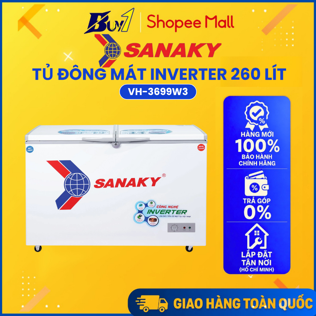 VH-3699W3 - Tủ Đông Mát Sanaky Inverter 260 Lít - Hàng Chính Hãng