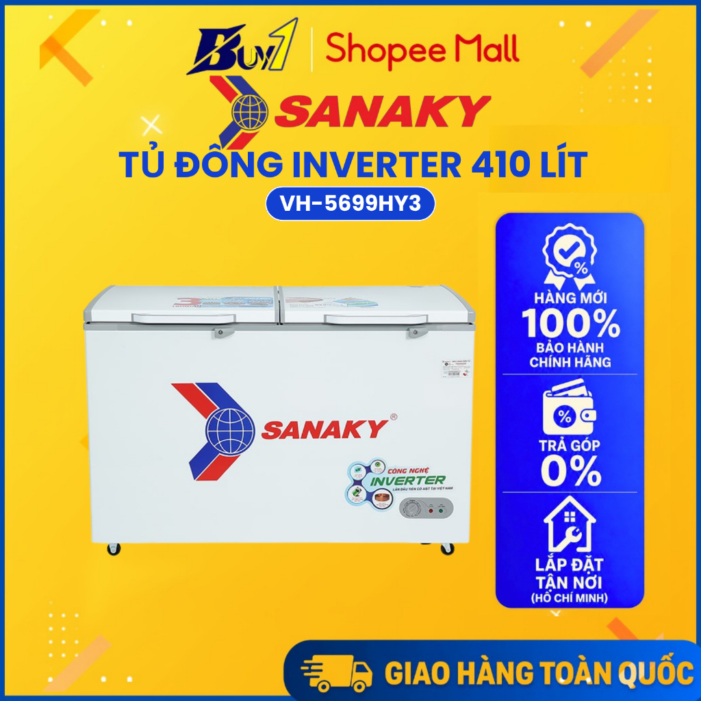 VH-5699HY3 - Tủ đông Sanaky Inverter VH-5699HY3 410 Lít - Hàng Chính Hãng