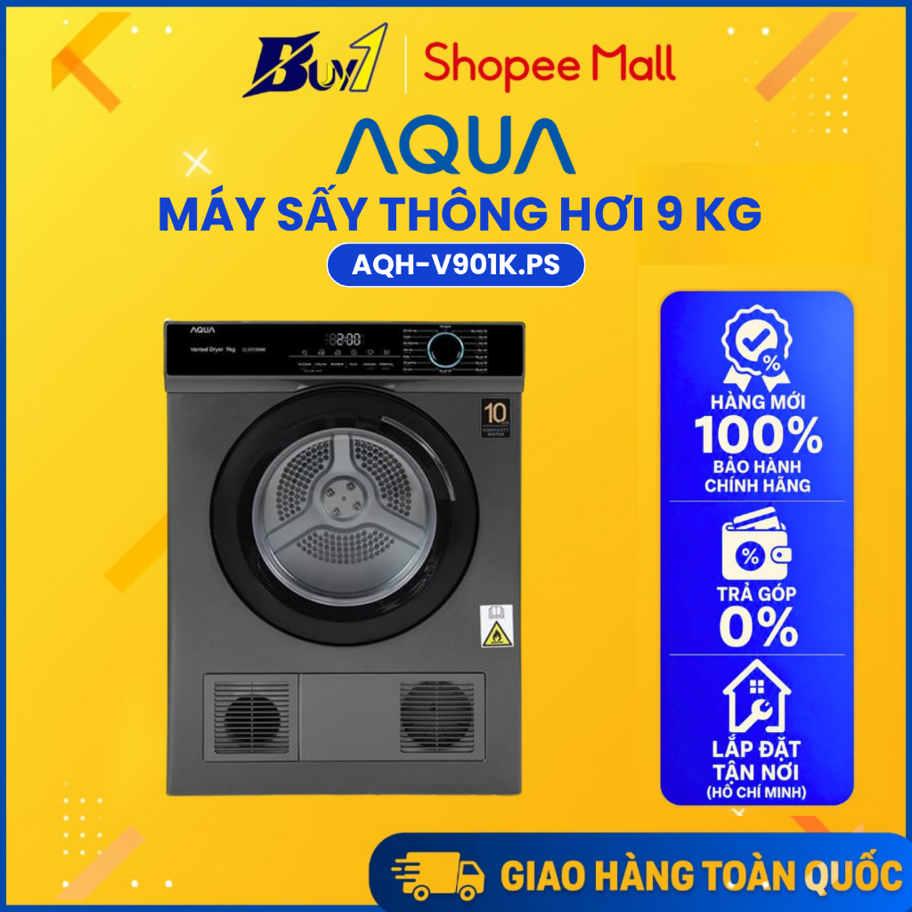 AQH-V901K.PS - Máy sấy thông hơi Aqua AQH-V901K PS 9kg - Hàng Chính Hãng