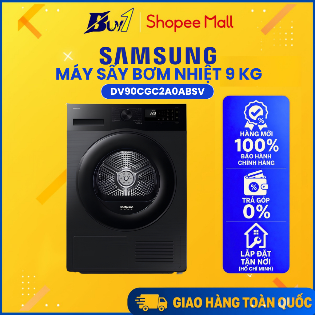 Máy sấy bơm nhiệt Samsung 9 kg DV90CGC2A0ABSV - Hàng Chính Hãng