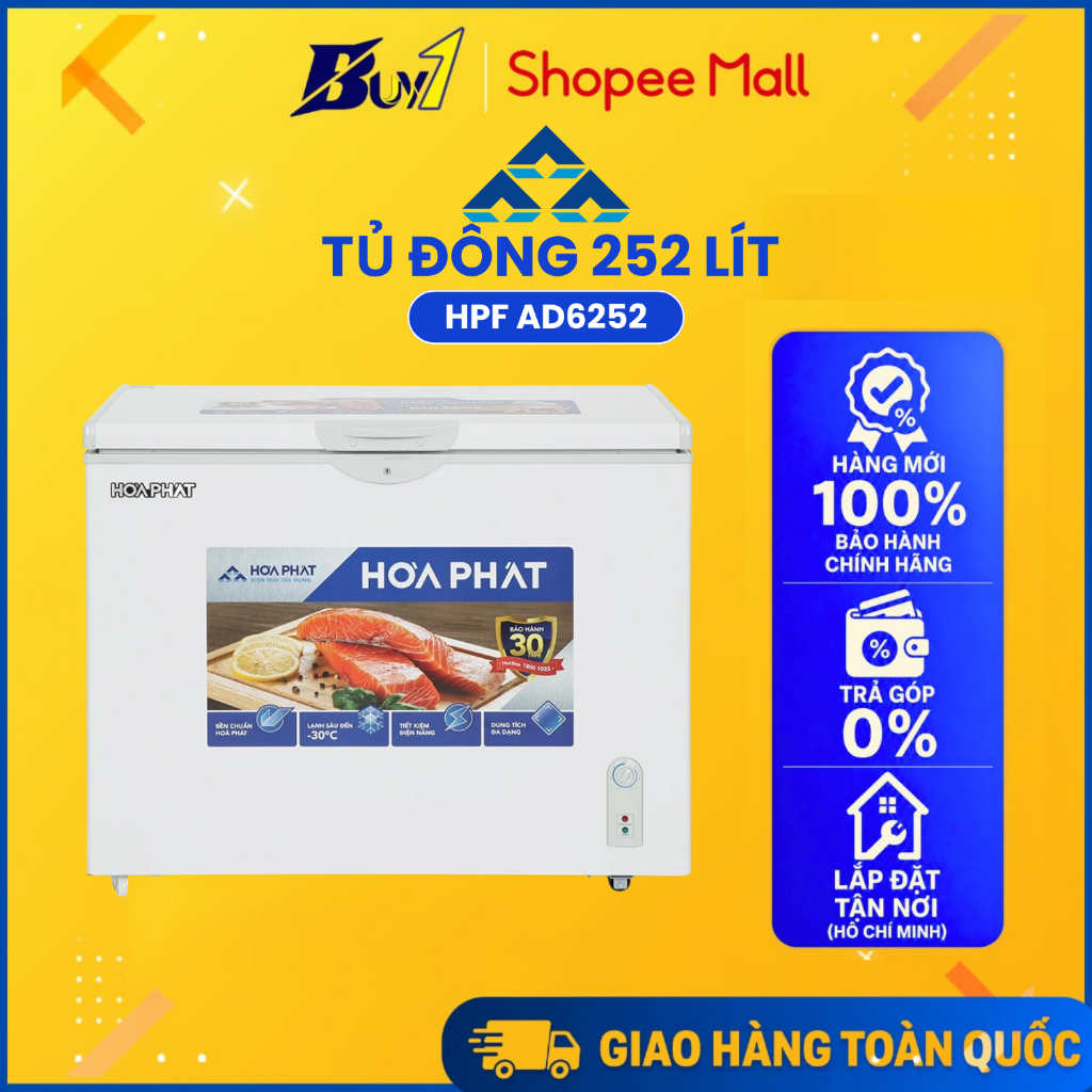 HPF AD6252 - Tủ Đông Hòa Phát 1 Ngăn 1 Chế Độ Đông HPF AD6252 (252 lít) - Hàng Chính Hãng