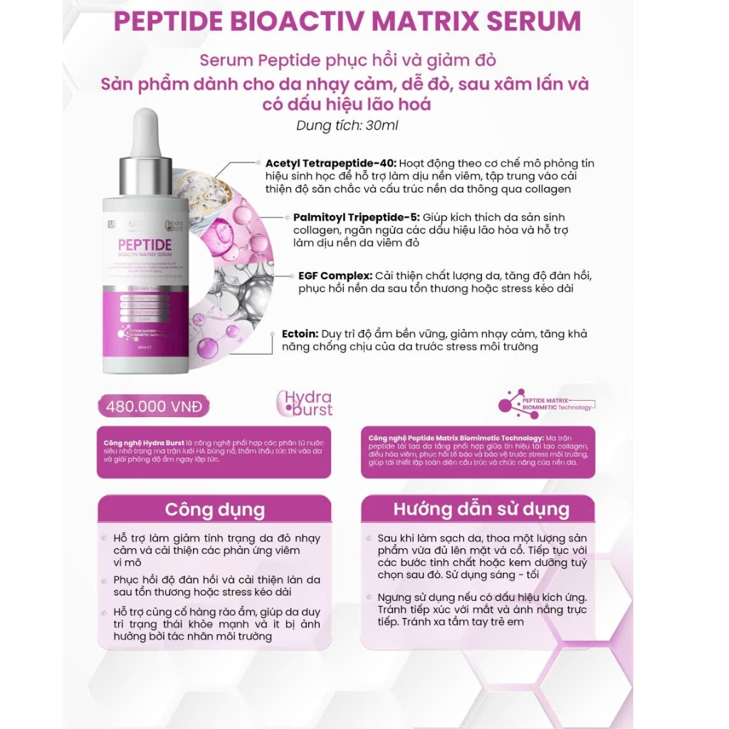 (có quà tặng) Serum Peptide Phục Hồi Đa Tầng Và Giảm Đỏ Chuyên Sâu MD CARE Peptide Bioactiv Matrix Serum 30ml | BigBuy360 - bigbuy360.vn