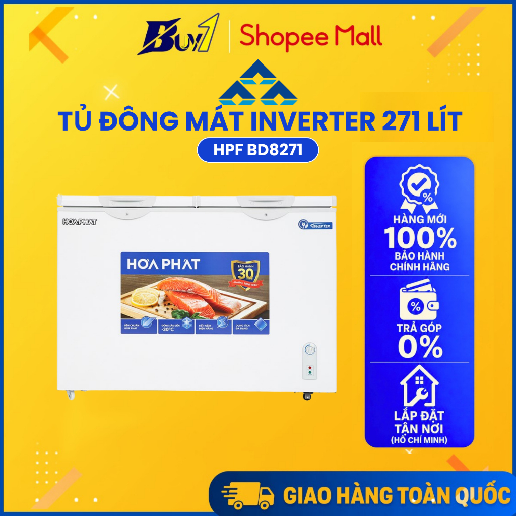 HPF BD8271 - Tủ Đông Mát Hòa Phát Inverter 271 lít HPF BD8271 - Hàng Chính Hãng