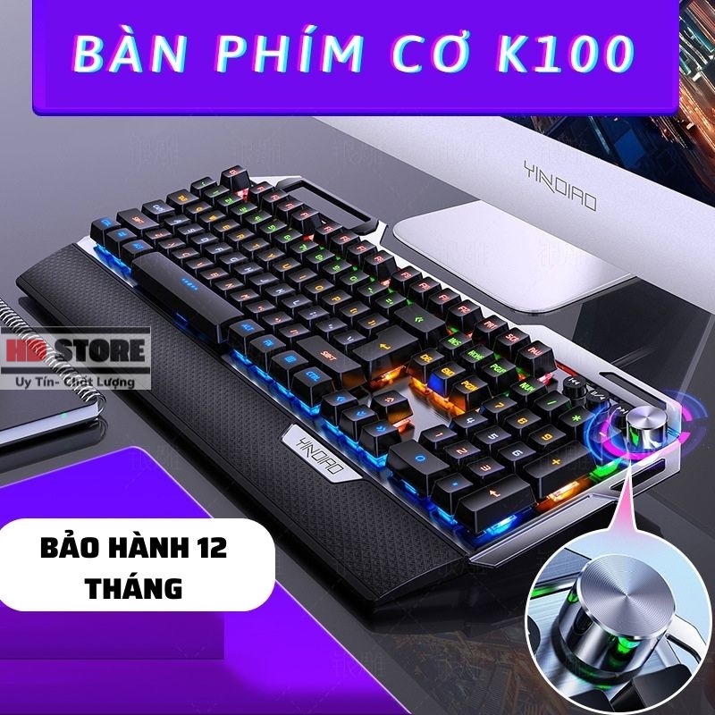 Bàn Phím Cơ YINOIAO K100 PRO LED RGB 12 Chế Độ Trục Cơ Xanh Cao Cấp