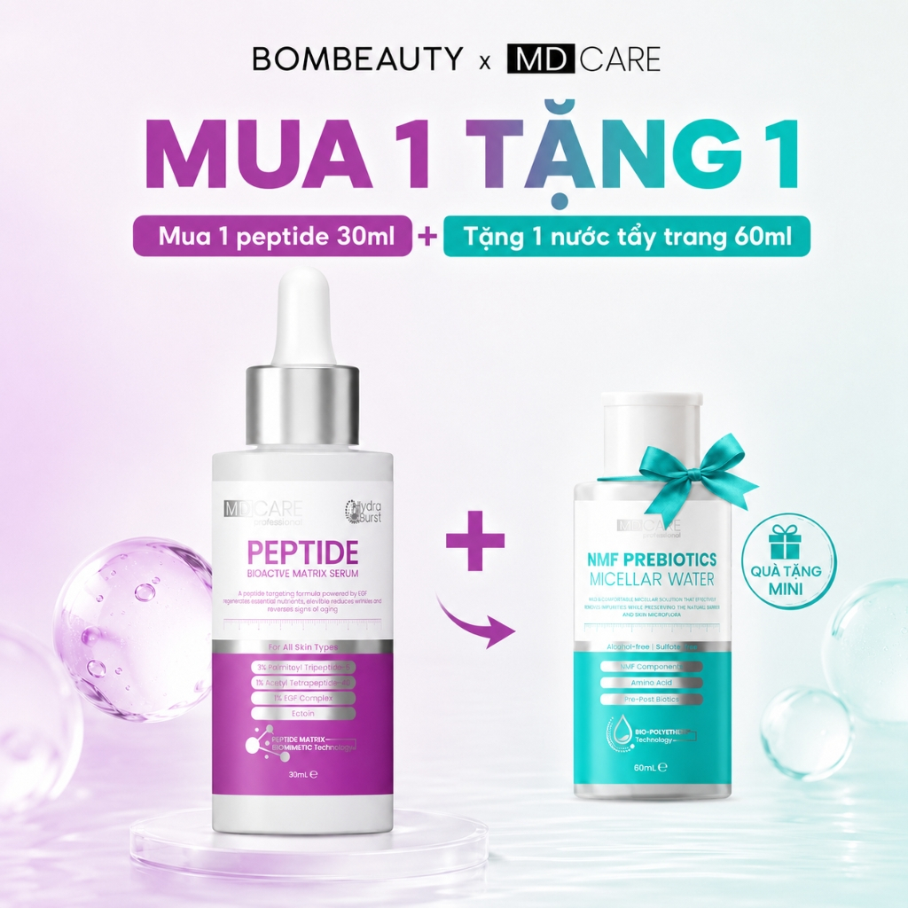 (có quà tặng) Serum Peptide Phục Hồi Đa Tầng Và Giảm Đỏ Chuyên Sâu MD CARE Peptide Bioactiv Matrix Serum 30ml