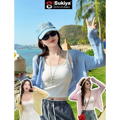 Áo Khoác Cardigan SUKIYA Len Cotton Mỏng Cho Nữ Phong Cách Hàn Quốc Phù Hợp Đi Đà Lạt, Dạo Biển AL125