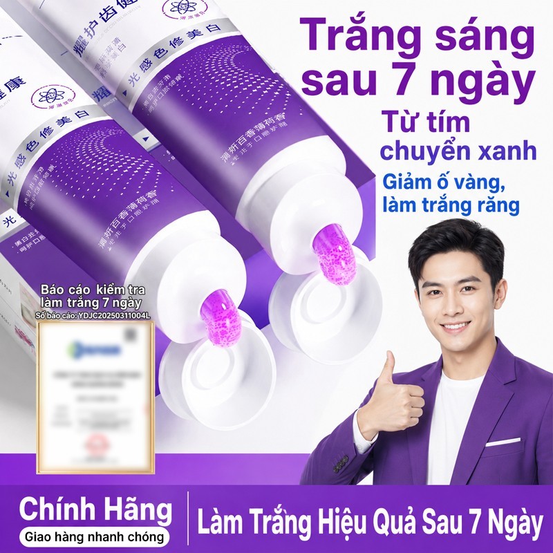 Kem Đánh Răng SOCUS Optic White Purple 120g công nghệ sắc tím, trung hòa ố vàng tức thì，Làm trắng ră