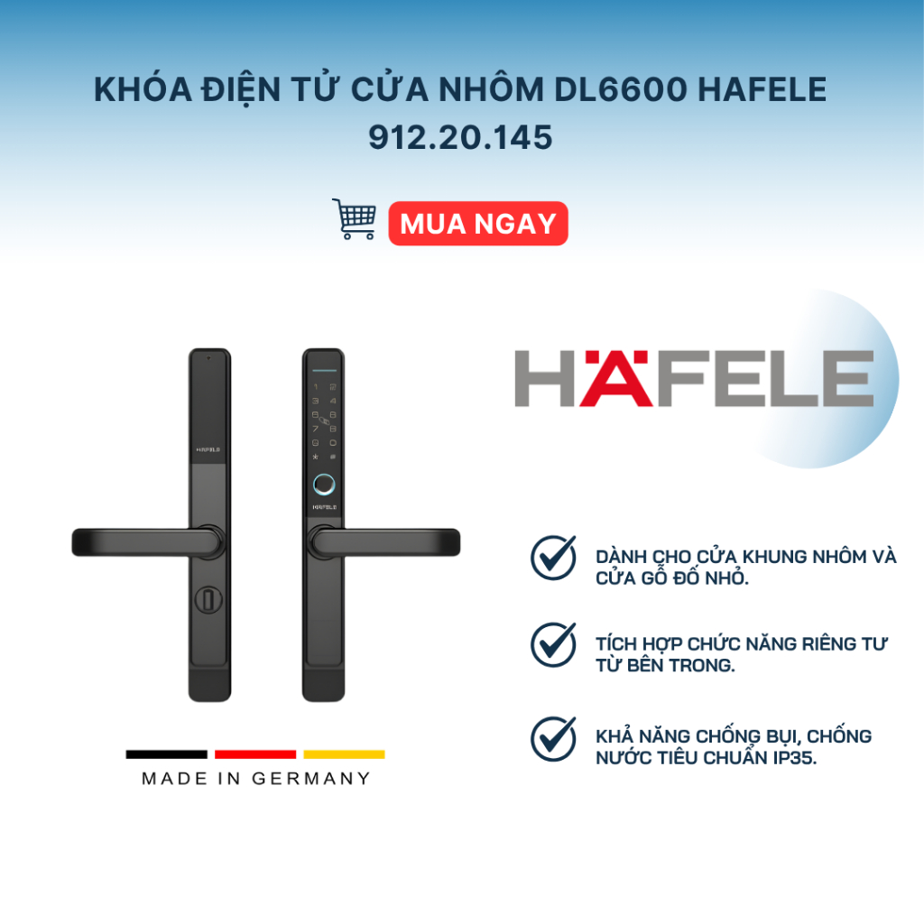 [HỎA TỐC] Khóa Điện Tử Cửa Nhôm DL6600 Hafele 912.20.145