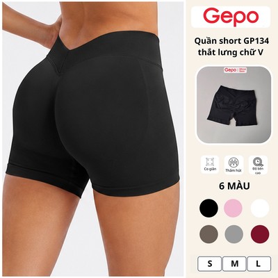 GEPO Quần Short Gym Yoga Nữ Cạp Chữ V Sau Lưng Nâng Mông Co Giãn 4 Chiều Ôm Tôn Dáng Thấm Hút Mồ Hôi GP134