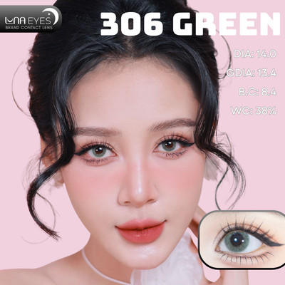 [6 tháng] Lens mắt 306 Green màu xanh lá không viền tây sáng, size nhỏ - LUNA EYES brand