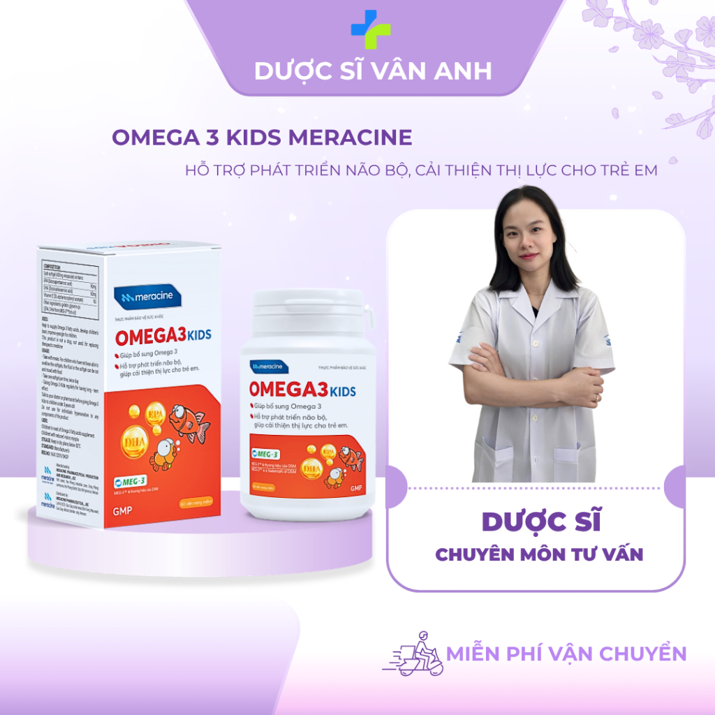 Omega 3 Kids Meracine 60 Viên - Bổ Sung Omega 3 Hỗ Trợ Phát Triển Não Bộ & Cải Thiện Thị Lực Cho Trẻ