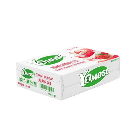 Thùng 48 Hộp Sữa Yomost Thạch Trái Cây Hương Dâu 180ml - Thức Uống Sữa Trái Cây Date Mới Chính Hãng