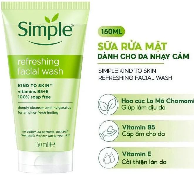 Sữa rửa mặt Simple + Gel rửa mặt Simple 150ml