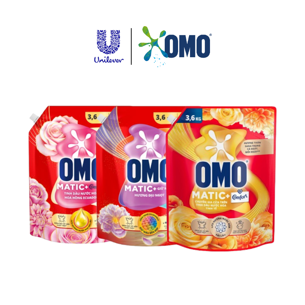 Nước giặt OMO MATIC Chuyên Gia Cửa Trên 3.6kg: Hoa Hồng Ecuador; Giữ Màu; Tinh Dầu N.Hoa Tinh Tế