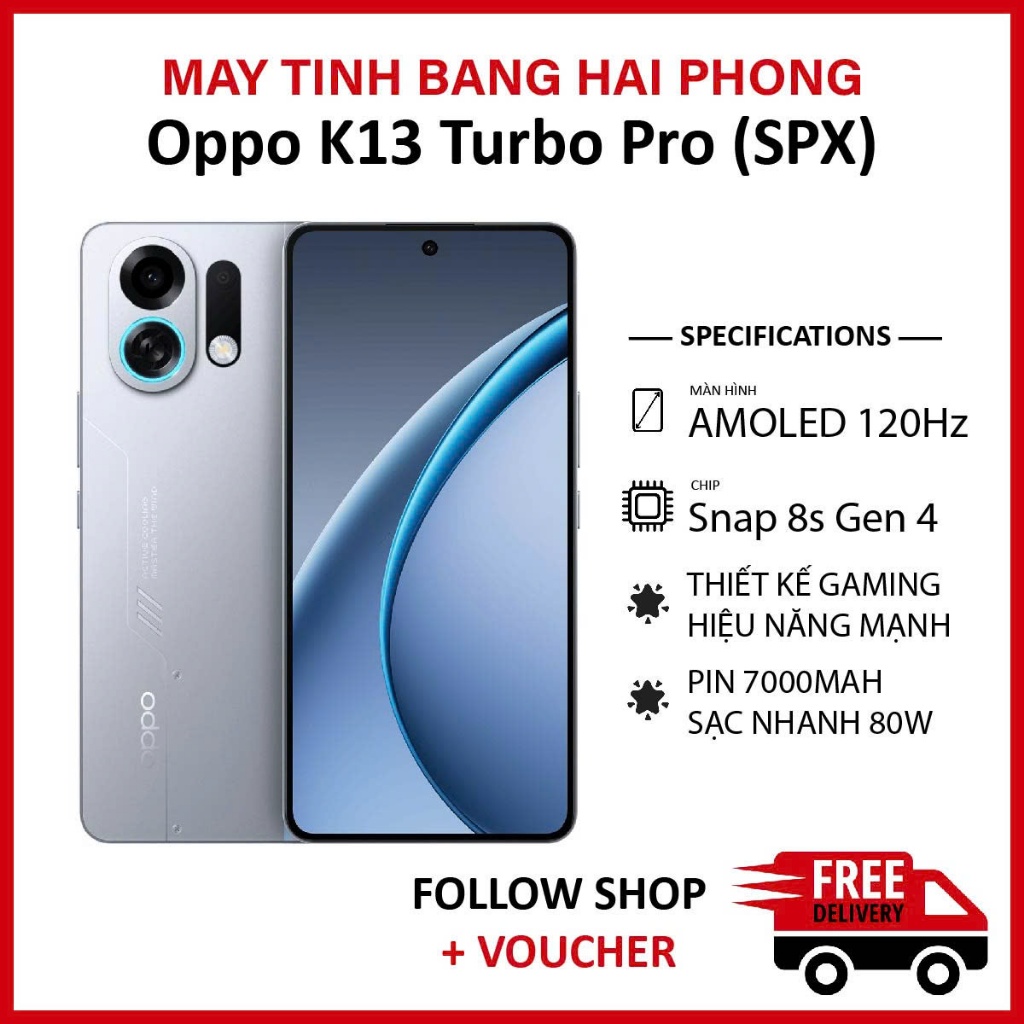 [Máy cũ] Điện thoại Oppo K13 Turbo Pro 5G RAM 12/256GB chip Snapdragon 8s Gen 4 pin 7000 mAh hỗ trợ sạc nhanh 80W