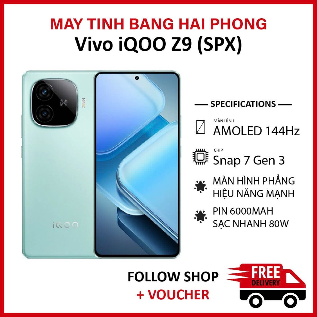[Máy Cũ] Điện thoại Vivo iQOO Z9, RAM 8/256GB chip Snapdragon 7 Gen 3 màn 1.5K 144Hz