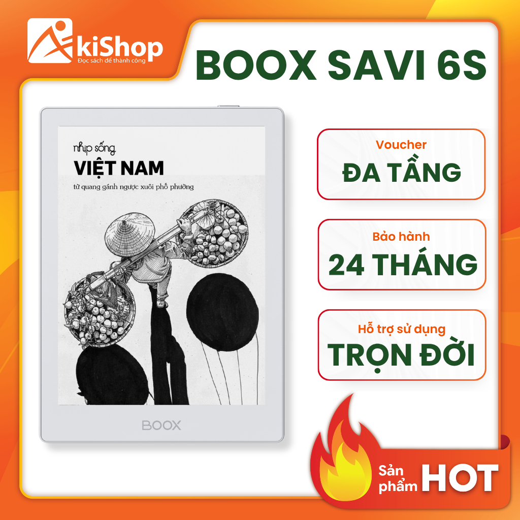 Máy đọc sách Boox Savi 6S Chính hãng Akishop tặng kèm kho sách Bản Quyền