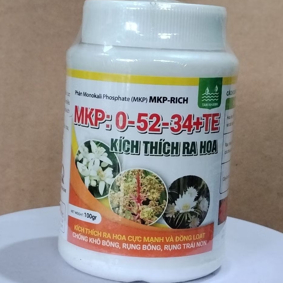 Phân bón lá MKP 0-52-34+TE, kích thích ra hoa mạnh, xử lý ra hoa nghịch vụ, chống rụng hoa và quả no