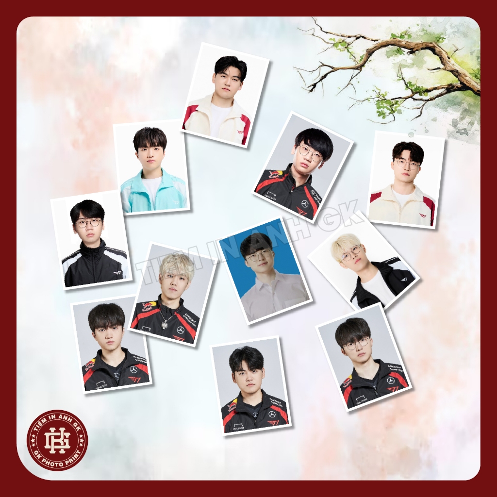 ID Photo T1 Esports LOL Liên Minh Huyền Thoại - Doran - Oner - Faker - Payz - Keria - Ảnh thẻ T1 Siz