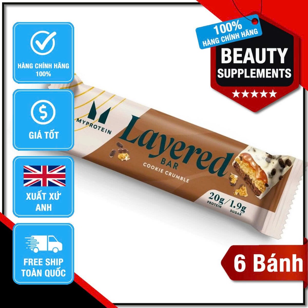Combo 6 bánh protein Layered Bar Myprotein
