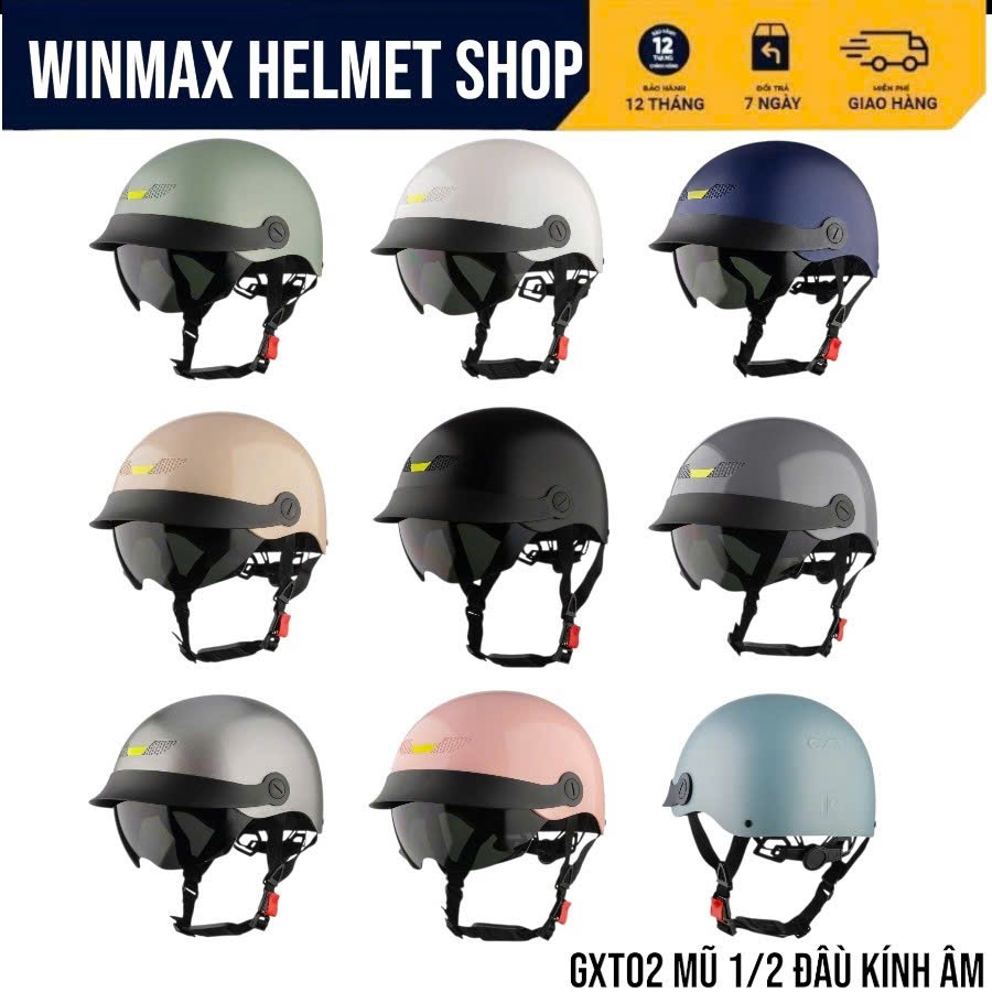 GXT HELMET GX02 Mũ 1/2 Đầu Sử Dụng Kính Âm Và Có Lưỡi Trai Che Nắng, Mưa Hàng Chính Hãng BH 12 Tháng