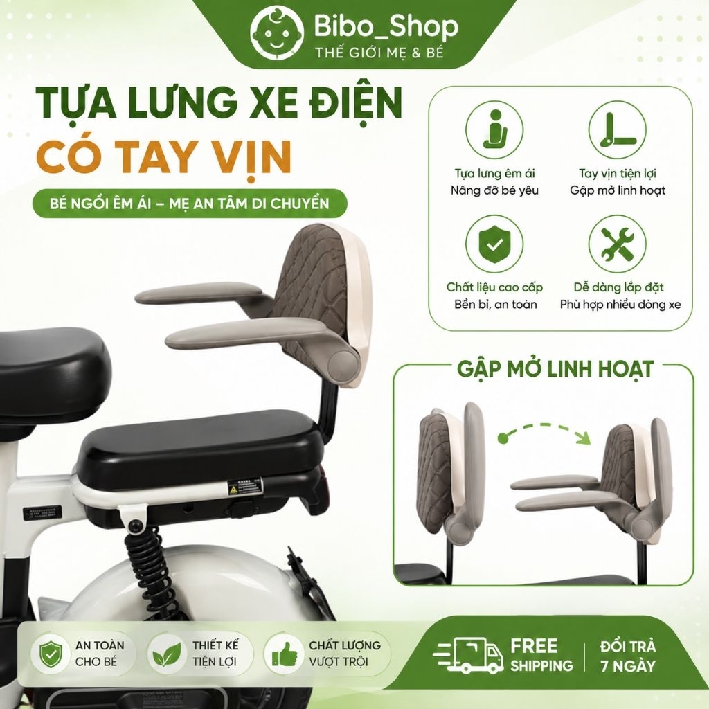 Ghế Tựa Sau Xe Điện Cho Bé Có Tay Vịn + Tựa Lưng – Phù Hợp Yadea Emma – An Toàn, Tiện Lợi