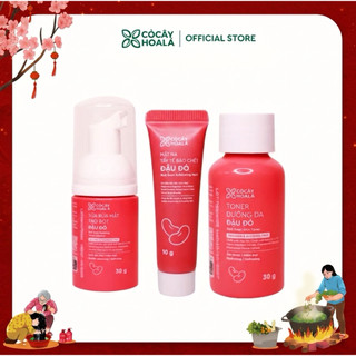 Combo Minisize Đậu Đỏ Cỏ Cây Hoa Lá 3 Món Sữa Rửa Mặt 30g Toner 30g Mặt Nạ Tẩy Da Chết 10g