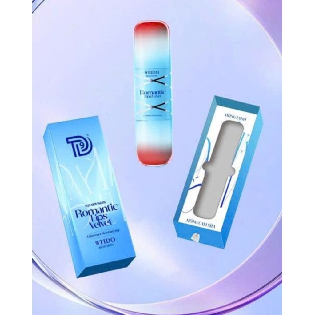 Son Xanh 2 đầu 2 màu HỒNG LẠNH + HỒNG CAM SỮA 9TIDO - ROMANTIC LIPS VELVET