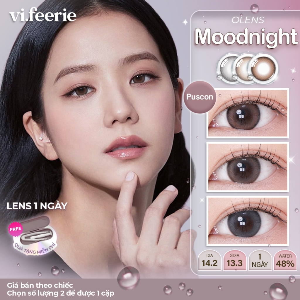 (OLENS) Kính áp tròng (lens) tự nhiên trong trẻo 1 ngày MOODNIGHT MOOD BROWN/GRAY chính hãng -  Vi F