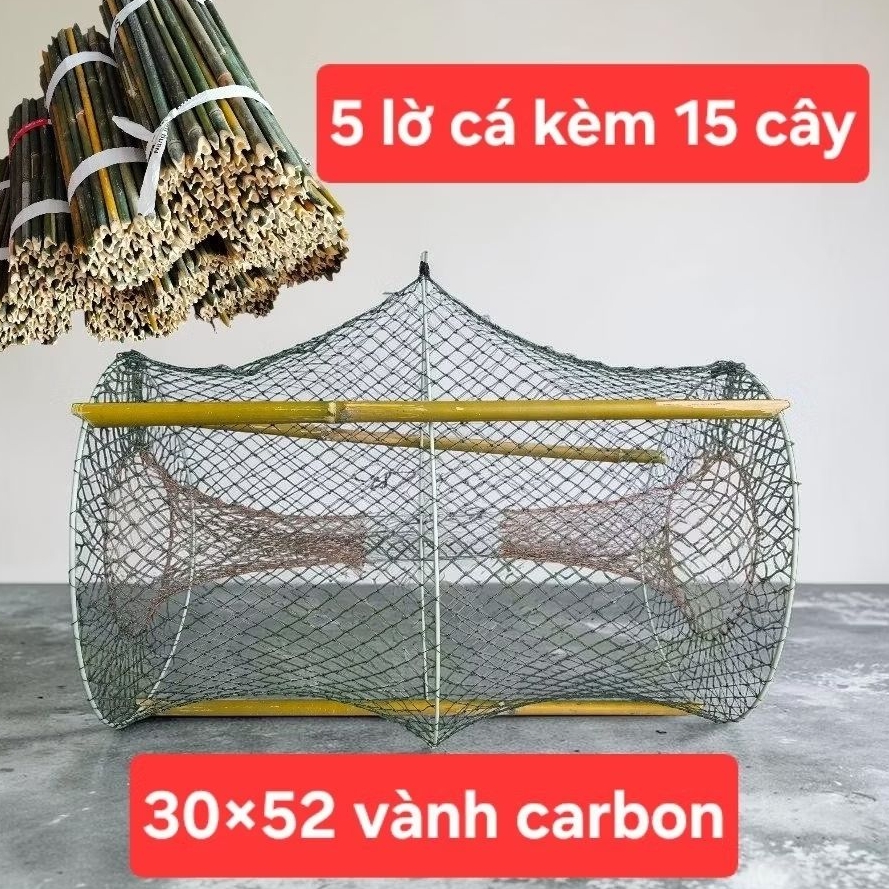 combo 5 lờ cá lóc (carbon màu trắng) 30×52 tặng 15 cây